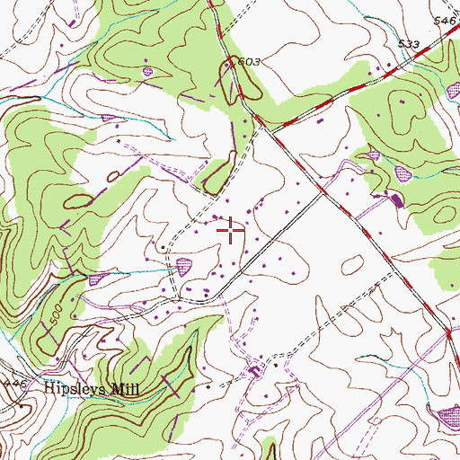 Topographic Map of Mill Green, MD