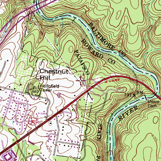 Topographic Map of Patapsco Valley State Park Headquarters, MD