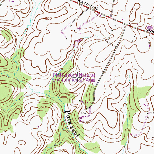 Topographic Map of Pfefferkorn Natural Environmental Area, MD