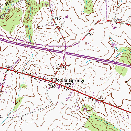 Topographic Map of Poplar Springs United Methodist Church, MD
