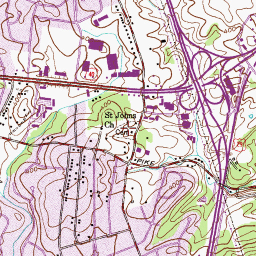 Topographic Map of Saint Johns Cemetery, MD