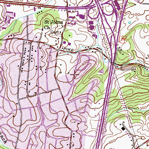 Topographic Map of Saint Johns Manor, MD