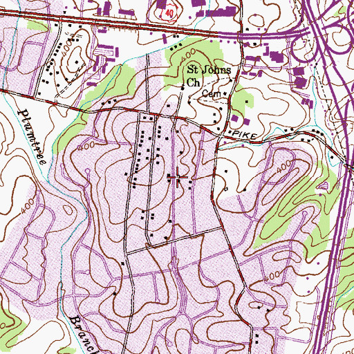 Topographic Map of Saint Johns Village, MD