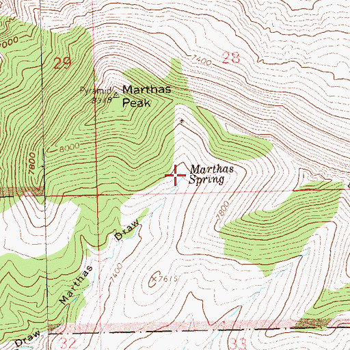 Topographic Map of Marthas Spring, CO