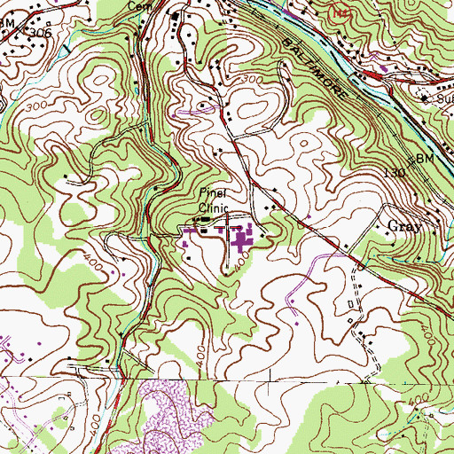 Topographic Map of Sheppard Pratt Hospital at Ellicott City, MD