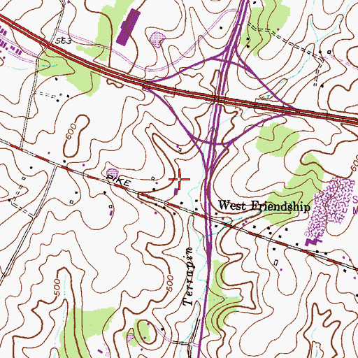 Topographic Map of WEst Friendship Exchange Shopping Center, MD