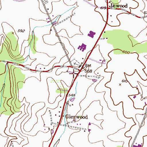 Topographic Map of Woodside Estates, MD