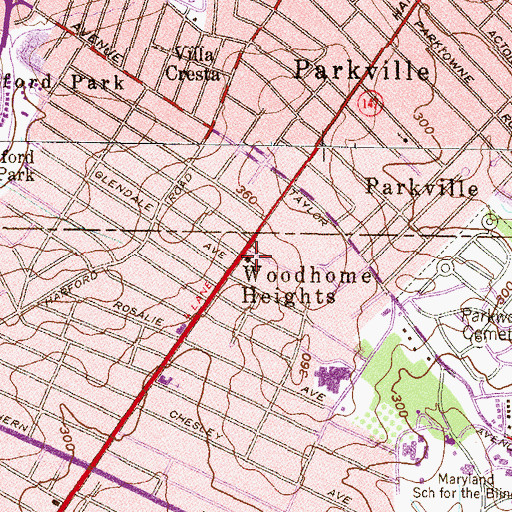 Topographic Map of Aisquith Presbyterian Church, MD