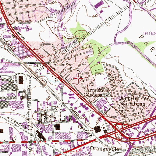 Topographic Map of Armistead Homes, MD