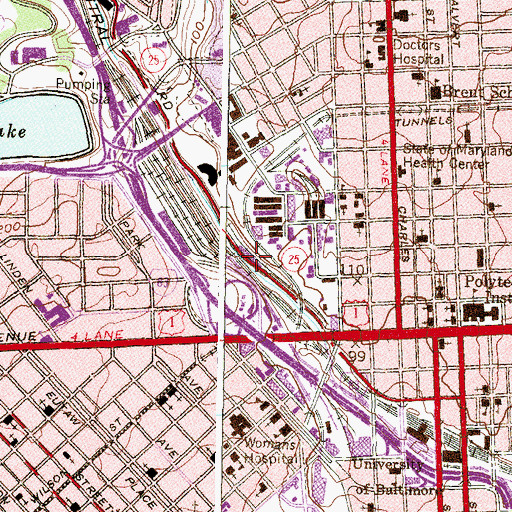 Topographic Map of Baltimore Streetcar Museum, MD