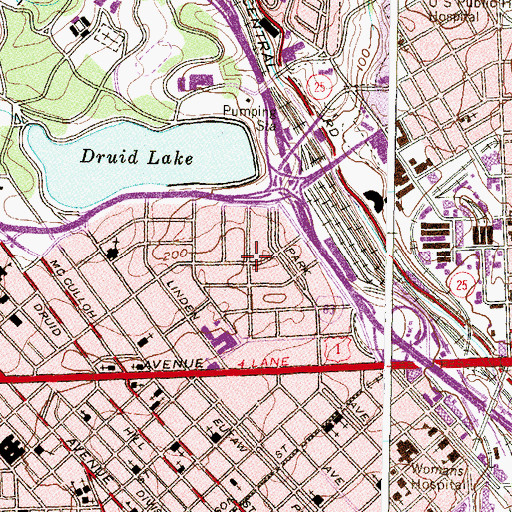 Topographic Map of Bolton Hill Historic District, MD