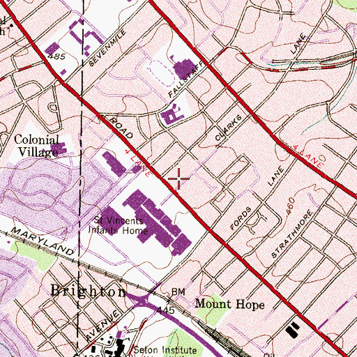 Topographic Map of Brookhill Shopping Center, MD