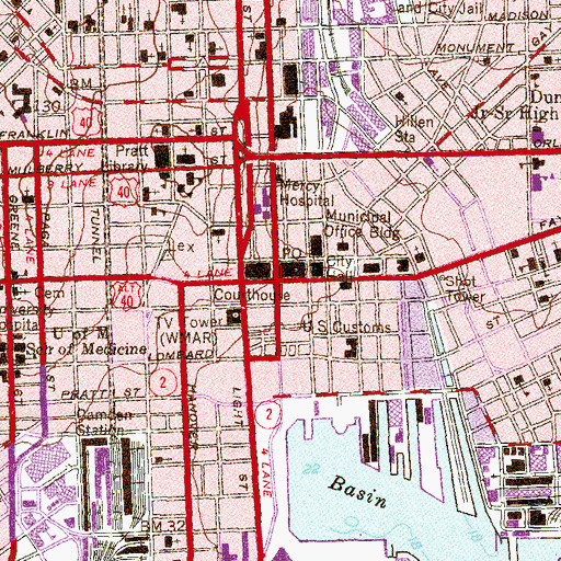Topographic Map of Business and Government Historic District, MD