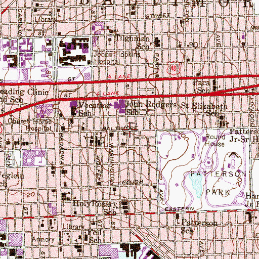 Topographic Map of Butchers Hill Historic District, MD