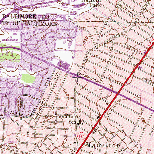 Topographic Map of Calvary Lutheran Church of Hamilton, MD
