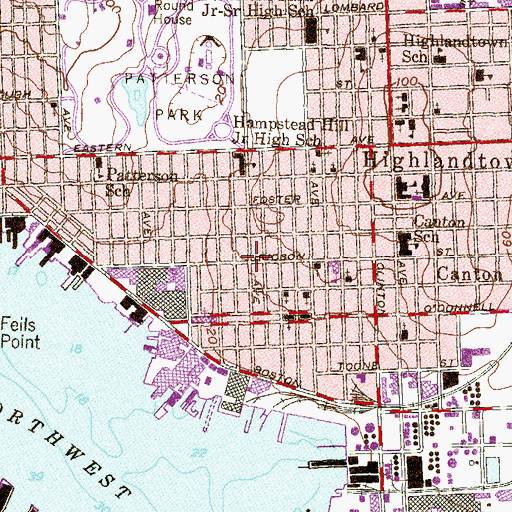 Topographic Map of Canton Historic District, MD