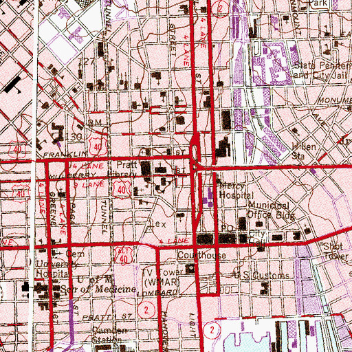 Topographic Map of Cathedral Hill Historic District, MD