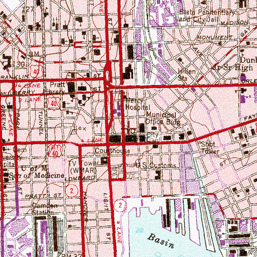 Topographic Map of Court Square Building, MD