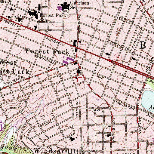 Topographic Map of Forest Park Presbyterian Church, MD