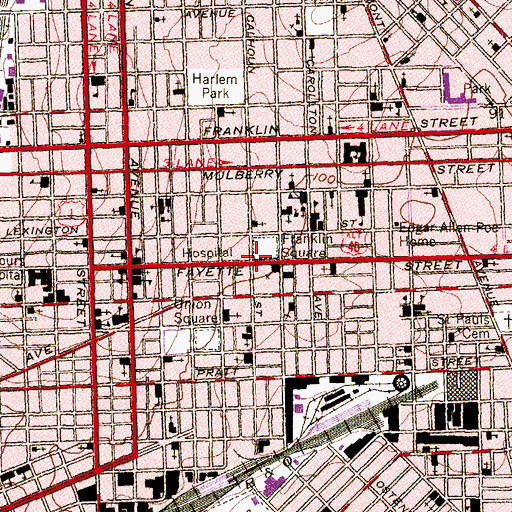 Topographic Map of Franklin Square Historic District, MD