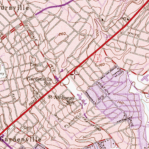 Topographic Map of Gardenville Branch Enoch Pratt Free Library, MD