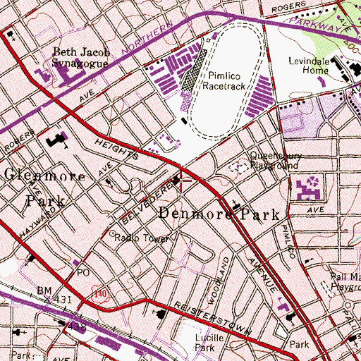 Topographic Map of Arlington Presbyterian Church, MD