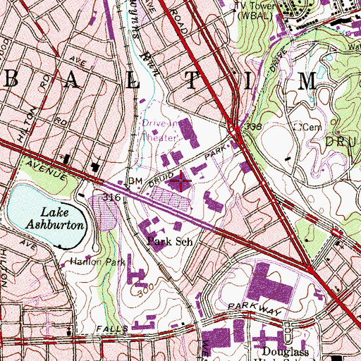 Topographic Map of Ashburton Filtration Plant, MD
