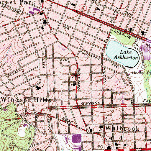 Topographic Map of Augsburg Lutheran Church, MD