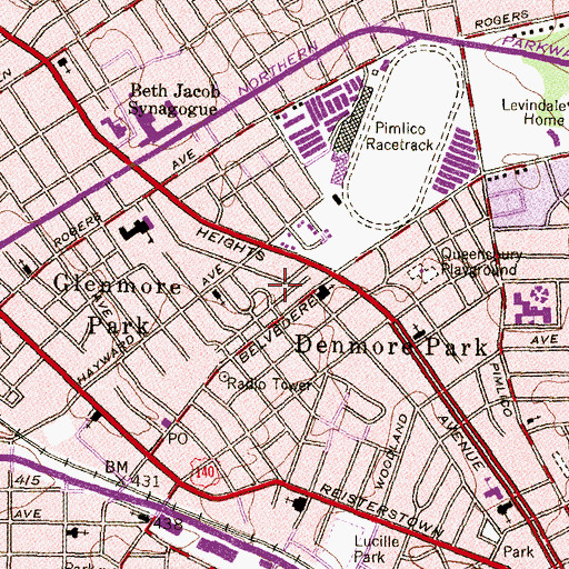 Topographic Map of Berean Baptist Church, MD