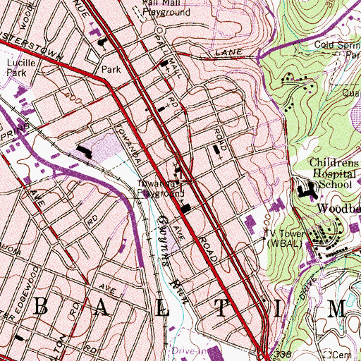 Topographic Map of Elementary School 59A, MD