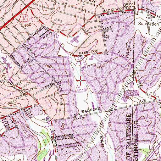 Topographic Map of Gardenville Swim Club, MD