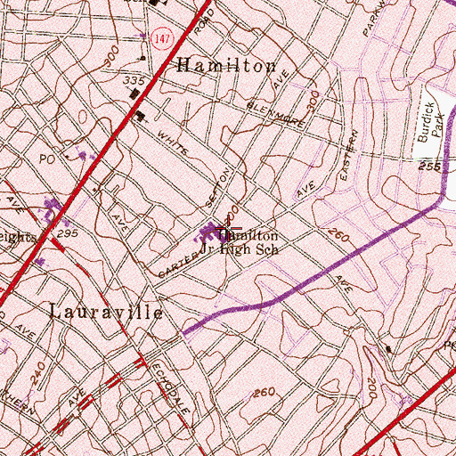 Topographic Map of Hamilton Recreation Center, MD