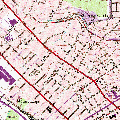 Topographic Map of Har Sinai Congregation, MD