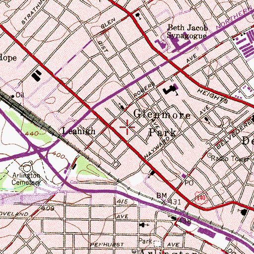 Topographic Map of Hilltop Shopping Center, MD