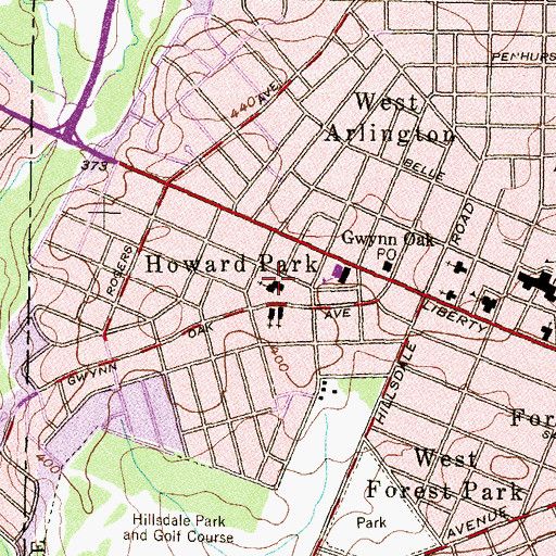 Topographic Map of Howard Park Methodist Church, MD