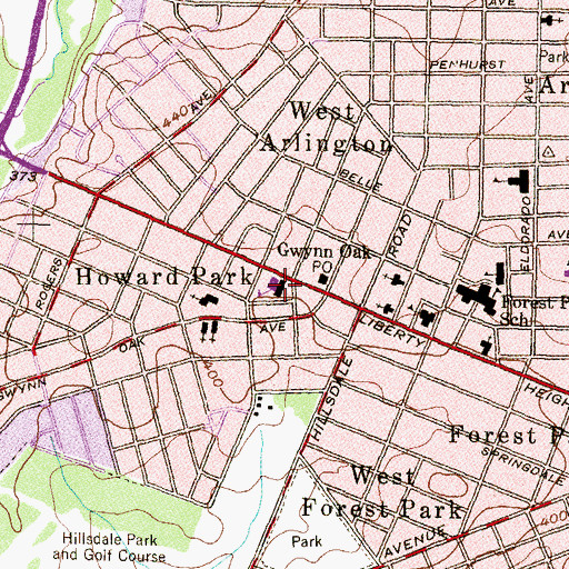 Topographic Map of Howard Park Public School (historical), MD
