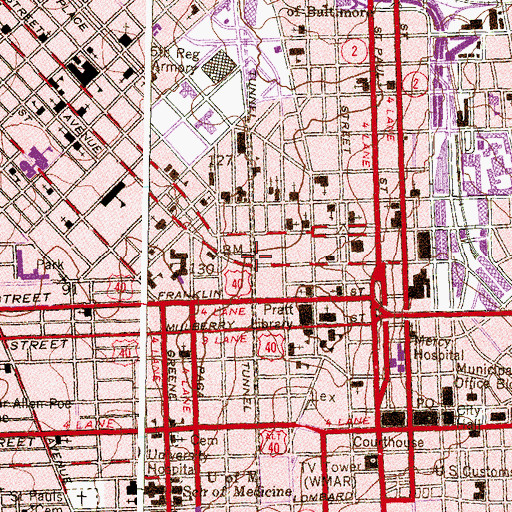 Topographic Map of Howard Street Tunnel, MD