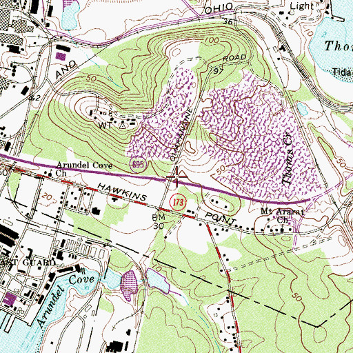 Topographic Map of Interchange 1, MD