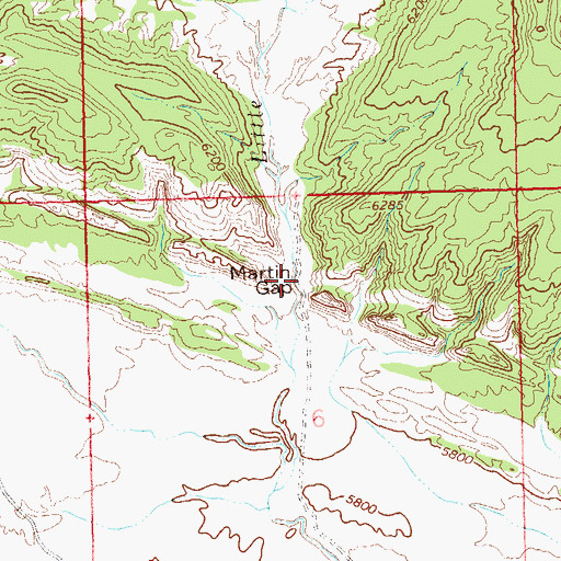 Topographic Map of Martin Gap, CO