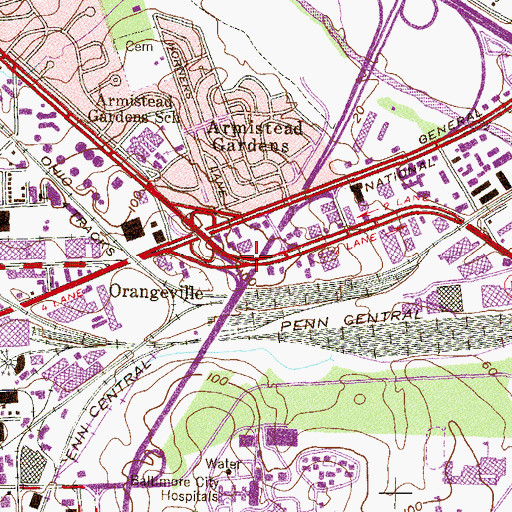 Topographic Map of Interchange 13, MD