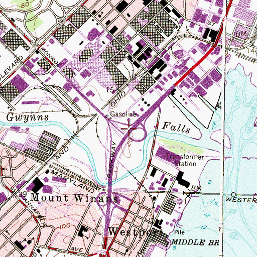 Topographic Map of Interchange 52, MD