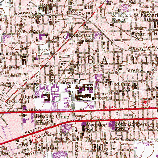 Topographic Map of Kennedy Krieger Institute, MD