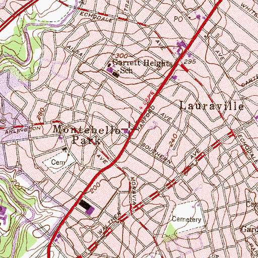 Topographic Map of Lauraville United Methodist Church, MD
