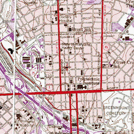 Topographic Map of Lovely Lane United Methodist Church, MD