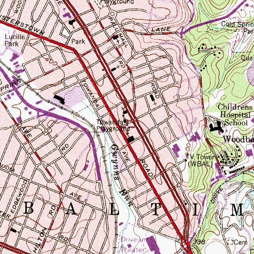 Topographic Map of Lower Park Heights Multi-Purpose Center, MD