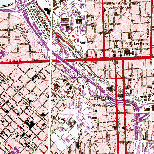 Topographic Map of Maryland Institute College of Art, MD