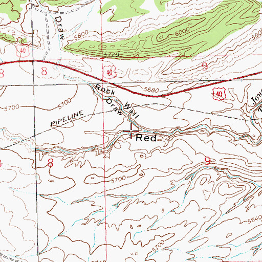 Topographic Map of Rock Wall Draw, CO