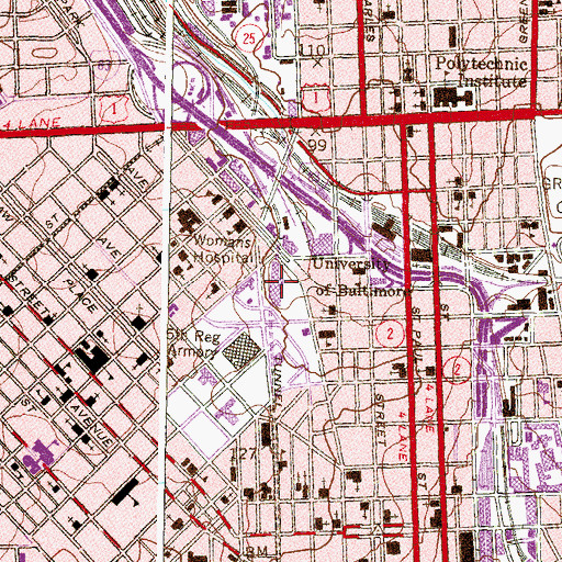 Topographic Map of Mount Royal Station, MD