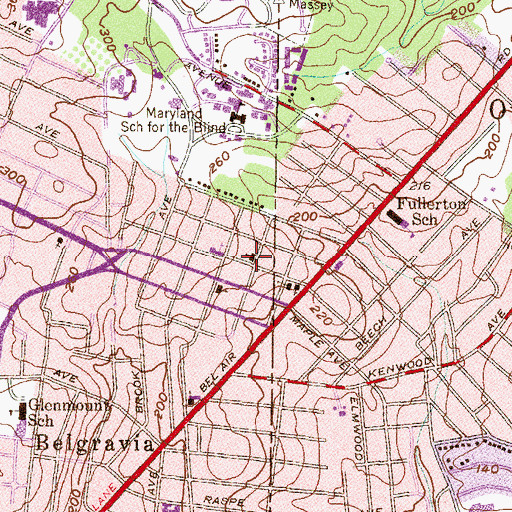 Topographic Map of Overlea Baptist Church (historical), MD