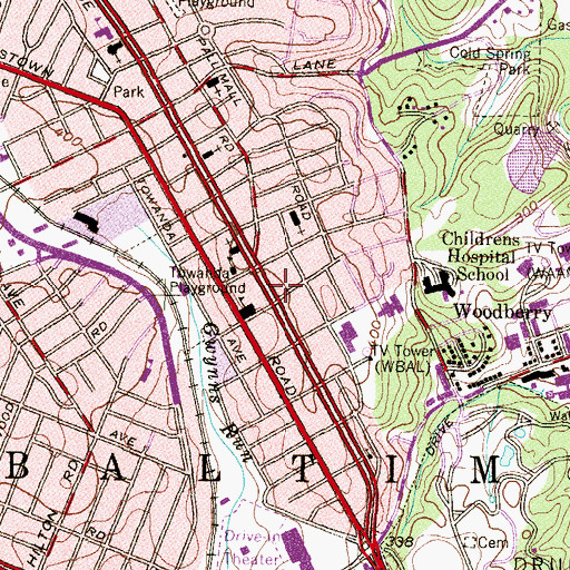 Topographic Map of Park Heights Avenue Academy, MD